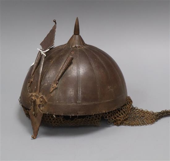 An Indian steel helmet